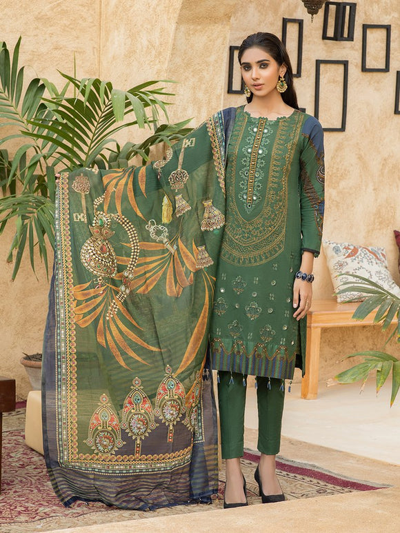 Hunter green- Rococo Festive Digital Lawn Collection by Salitex US-WK-00668A